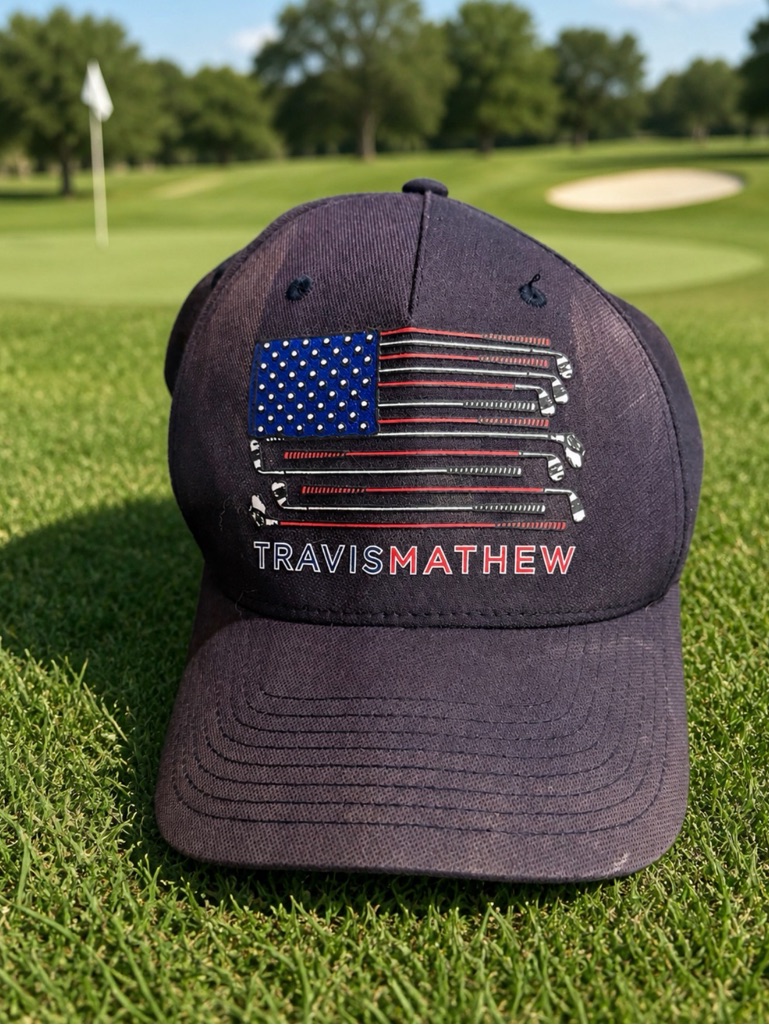 Travismathew Navy Golf Hat With American Flag Graphic L-Xl